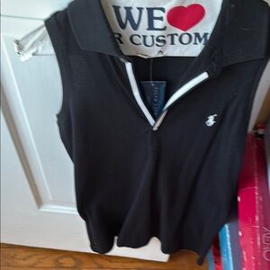 Ralph Lauren Black Sleeveless Top with White Trim